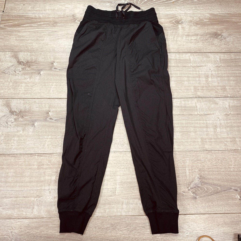Lululemon‎ Pants Womens 4 Black Jogger Ribbed Waist Cuffed Drawstring LW5ENMS - Picture 1 of 10